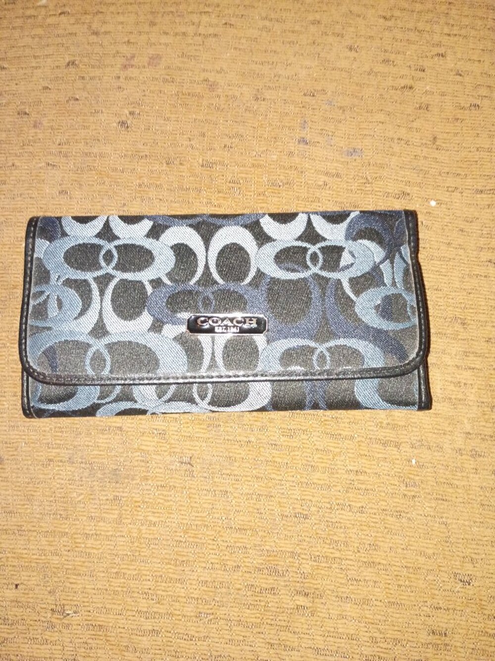 Vintage Coach Y2K Hampton Signature Wallet Monogram Tri-fold Jacquard & Leather